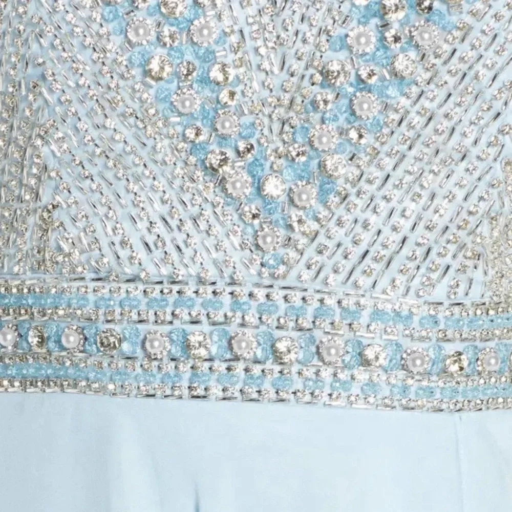 Mac Duggal NEW Beaded Halter Chiffon A-Line Gown 6 bABY blue Prom Formal dress - Picture 5 of 8